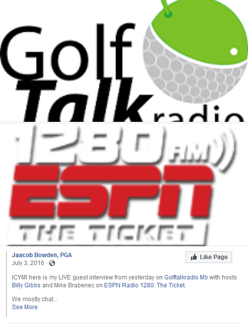 ICYMI here is my LIVE guest interview from yesterday on Golftalkradio Mb with hosts Billy Gibbs and Mike Brabenec on ESPN Radio 1280: The Ticket.